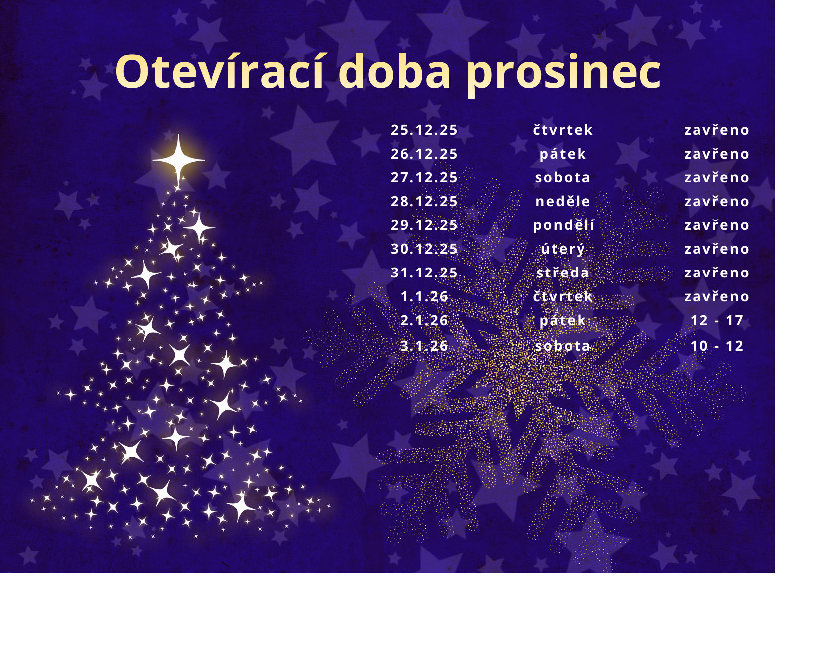 Otevírací doba prosinecfinish